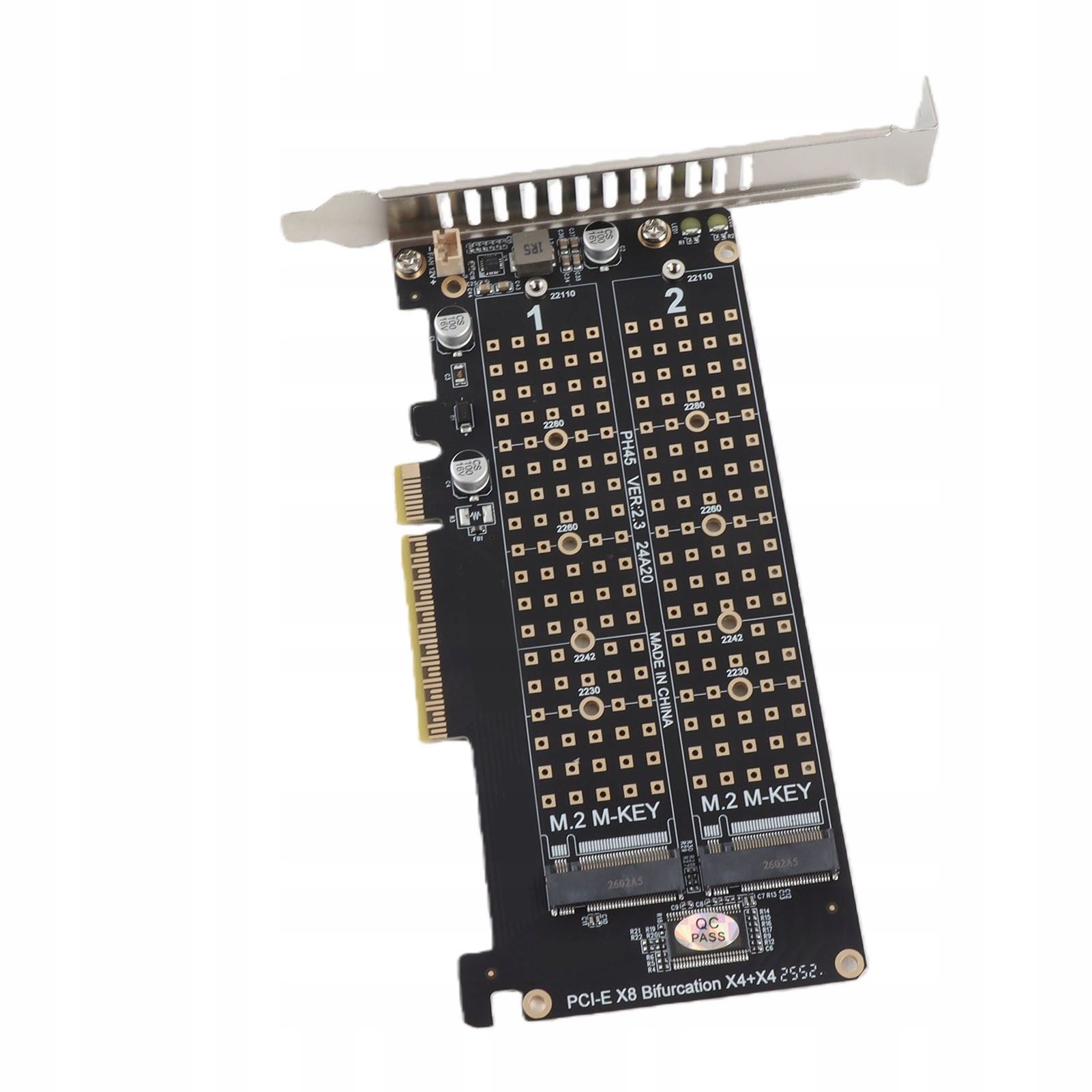 Karta Adaptera Podwójny Dysk Ssd M.2 Nvme Na Pcie X8 M Kluczowy Konwerter