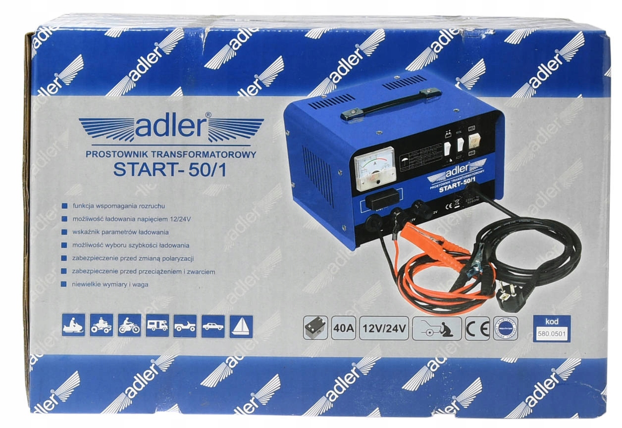 ADLER PROSTOWNIK TRANSFORMATOROWY ROZRUCH 12V 24V Rated voltage 12 V