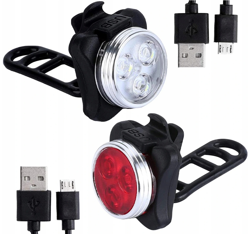 

2SZT Lampka Rowerowy Do Roweru Przód I Tył Led+usb