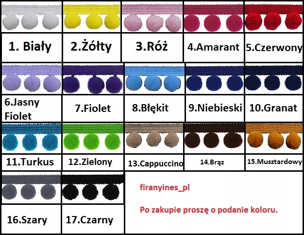 Firanka kinga pompony 17 Kolorów 300/150 Marka inna marka