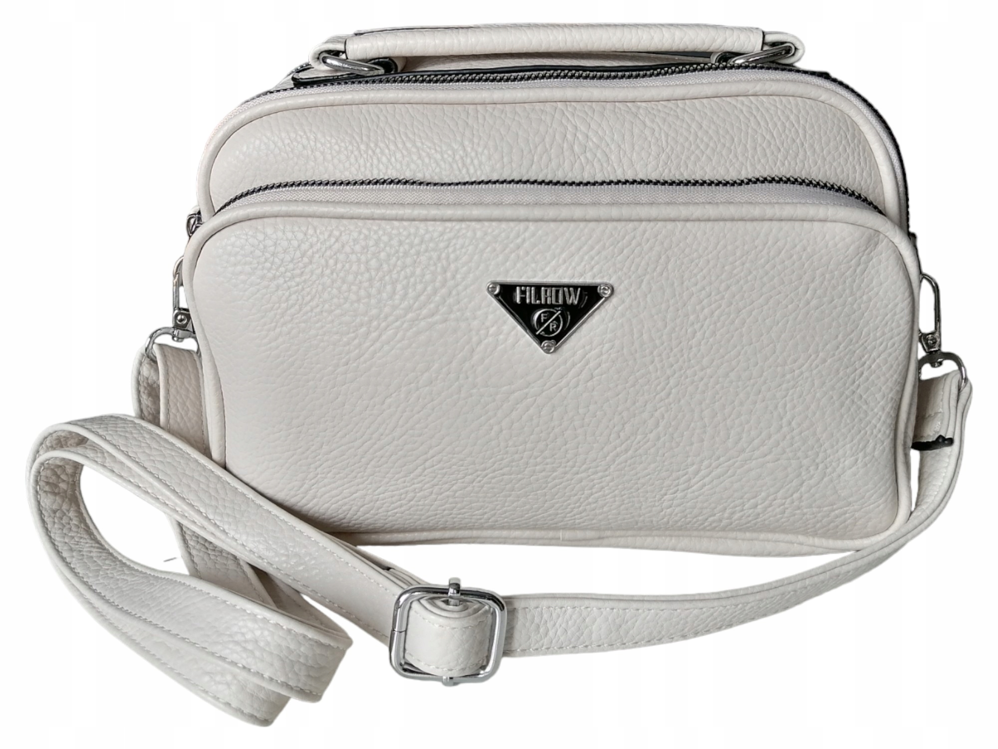 DAMSKI KUFEREK - BEŻOWA TOREBKA DAMSKA - LISTONOSZKA NA RAMIĘ Wzór dominujący bez wzoru