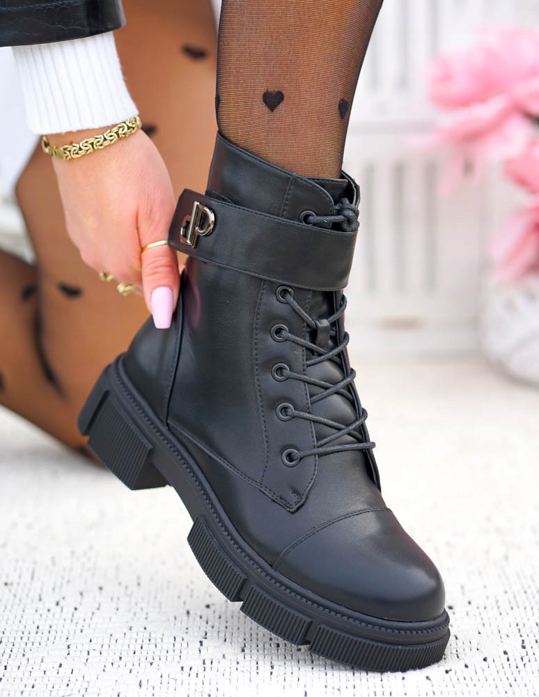 Botki Damskie Na Grubej Podeszwie Ocieplane Oficerki Meg 36 Rozmiar 36