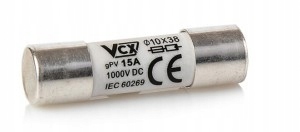 

Wkładka bezpiecznikowa DC 10x38 15A 1000V fotowolt