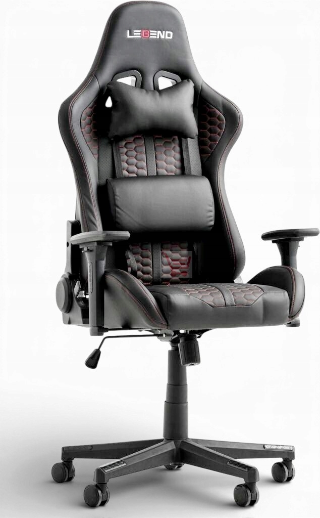 Fotel gamingowy krzesło do biurka ed. Legend Nibe Czarno Czerwony