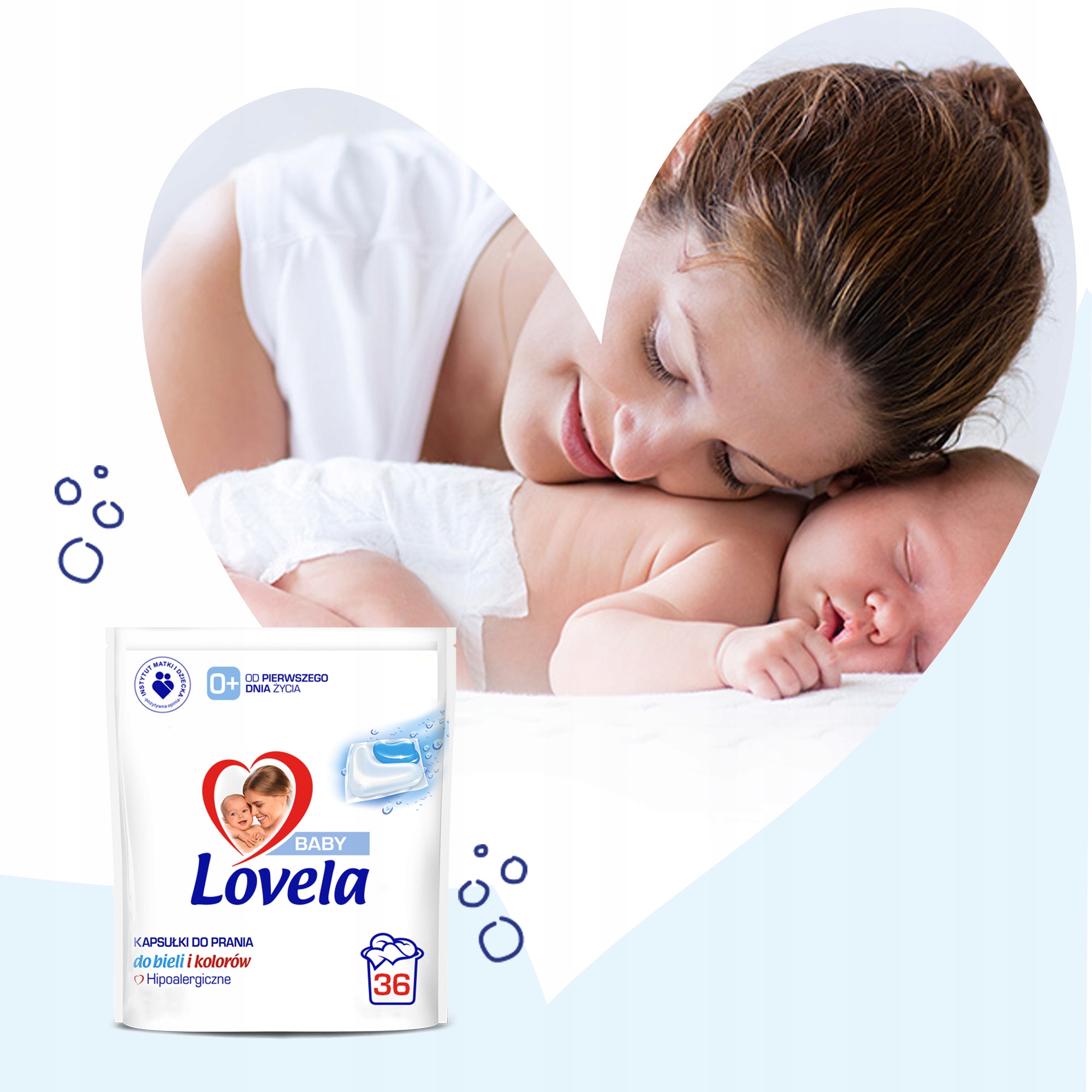Lovela Baby hipoalergiczne kapsułki 36 szt + PŁYN PŁUKANIA + ODPLAMIACZ Opakowanie inne