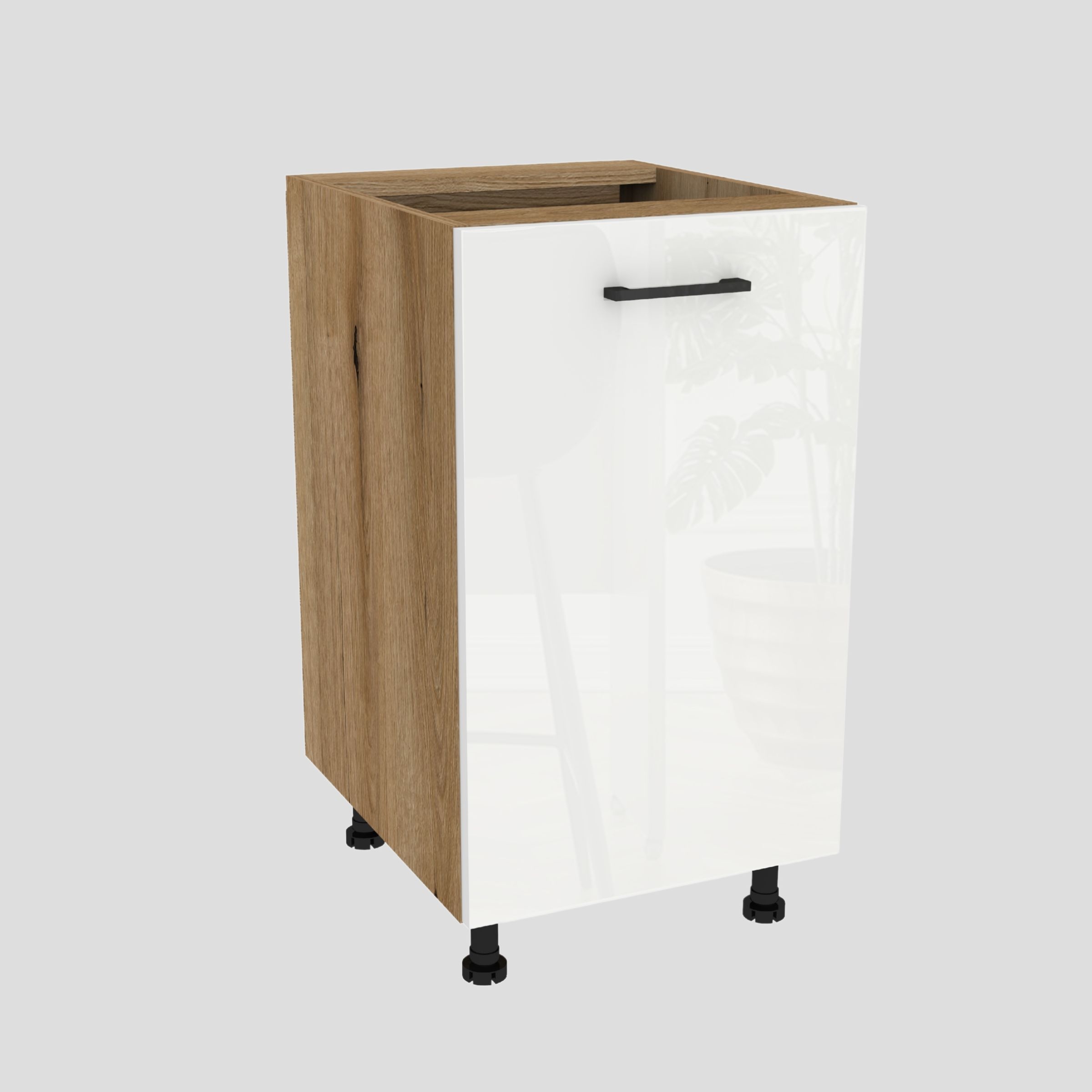 Spodná kuchynská skrinka 45 Capri korpus Dub Evoke front Biely Akryl Lesk