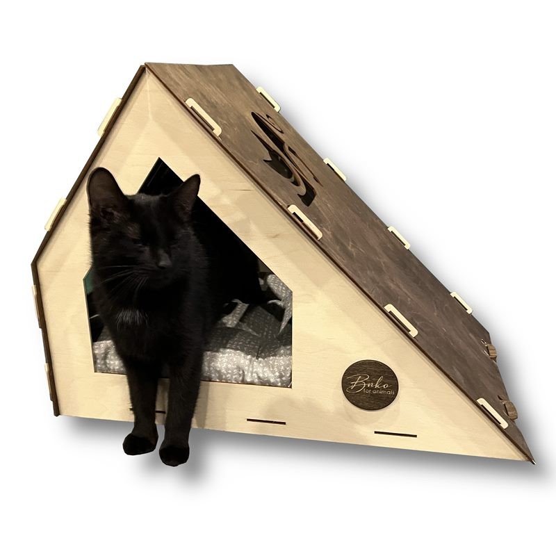 Levně Dřevěná bouda, pelíšek, domeček pro pro kočky psa