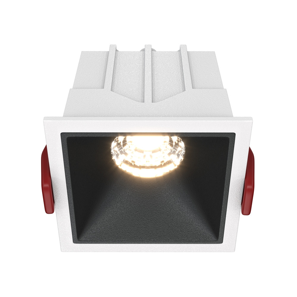 Zapustená Led bodová lampa biela čierna štvorcová 3000K s očkom Maytoni