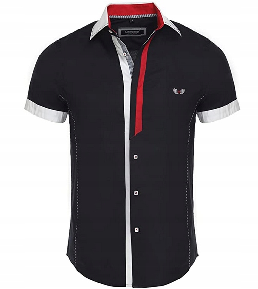 

Elegancka Czarna Koszula Ślub Wesele - M