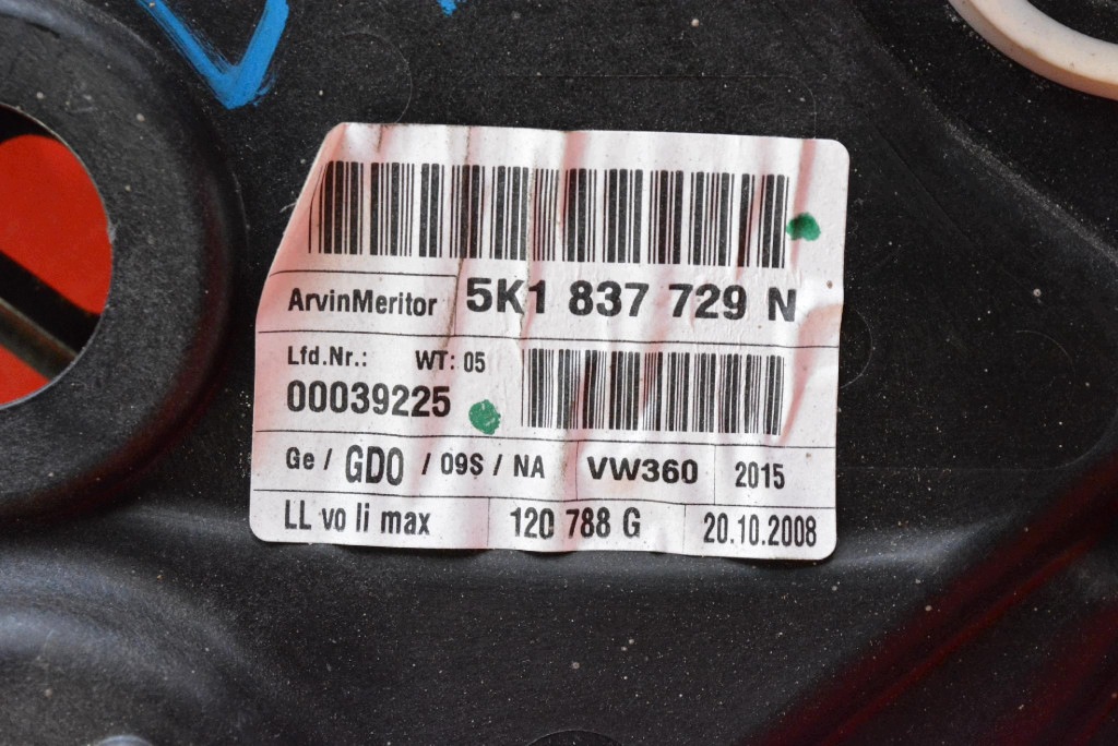 window regulator left front EU 5K1837729N VW GOLF 6 VI 5D HB 08-15