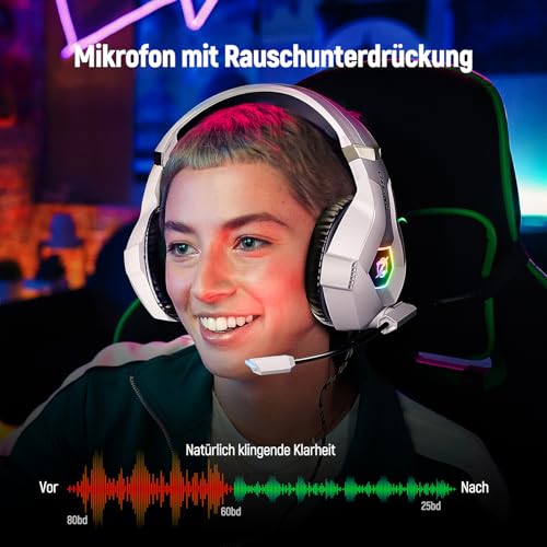OZEINO Słuchawki Gamingowe PS4 PS5 PC 3D Dźwięk Mikrofon RGB Dla Graczy — miniatura 3