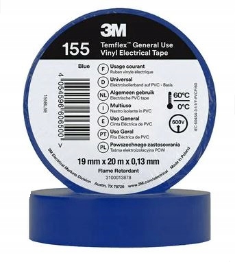 

3M Temflex 155 Winylowa taśma niebieska 19mm x 20m
