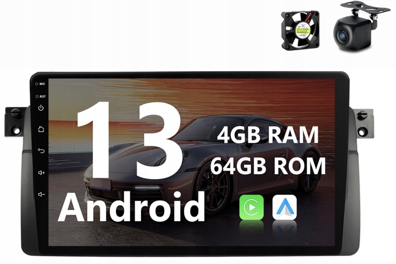 Autorádio Bmw E46 Kamera Rádio Android Auto CarPlay 2GB +64GB 2-DIN