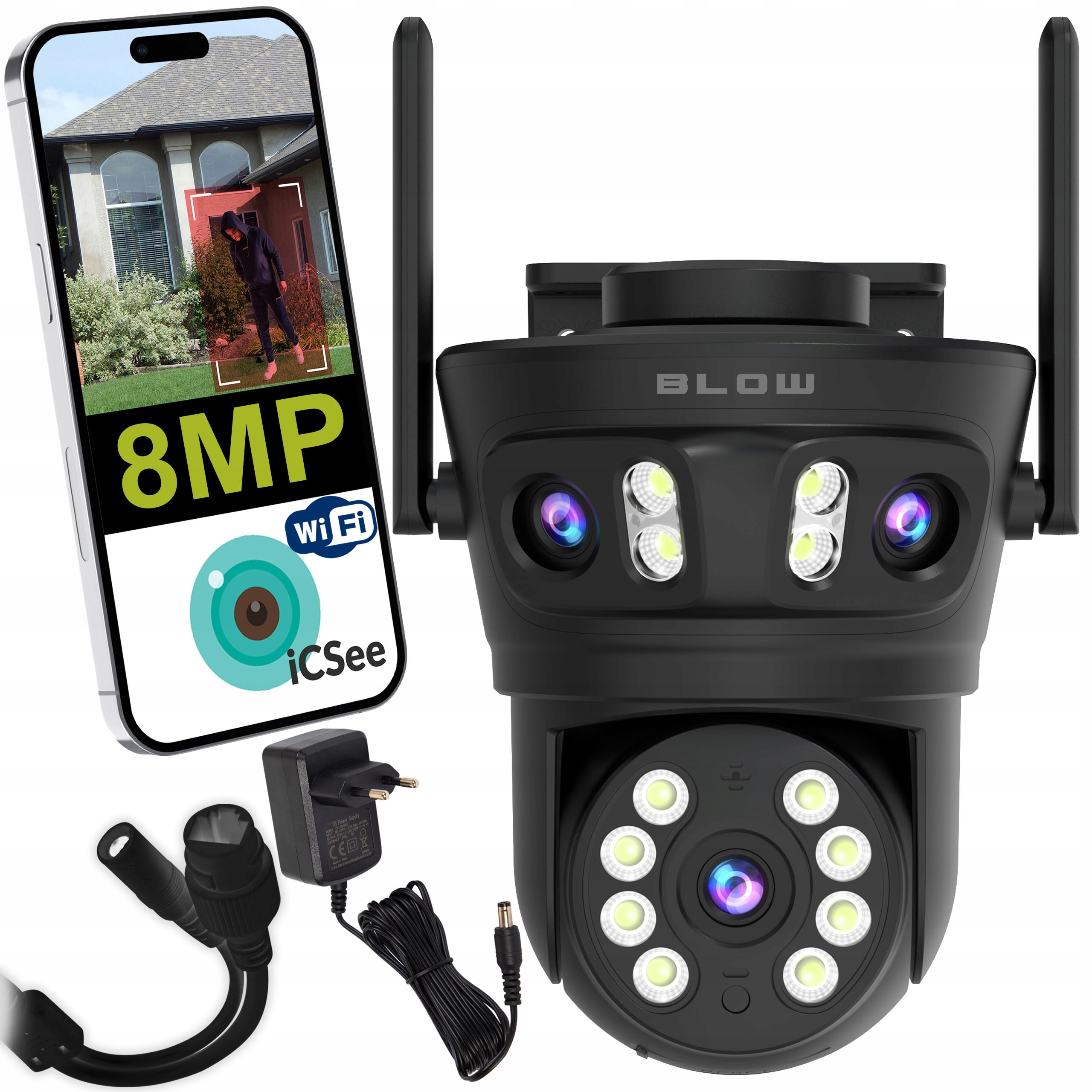 Wifi Kamera Ip Blow I-338 8MP 3 Objektivy Otočná Vnější Detekce Zoomu