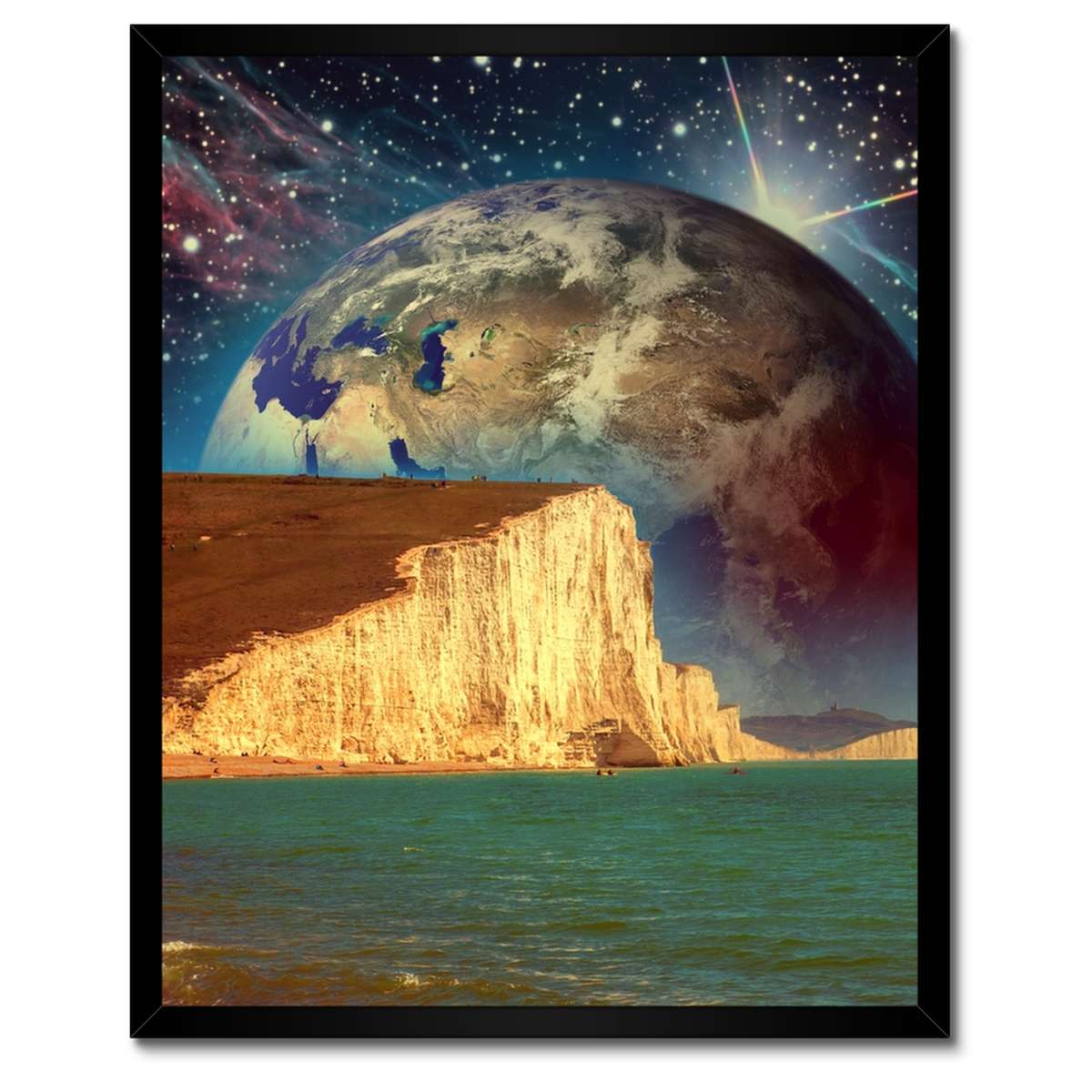 Plakáty v rámu 40x50 Planeta za mořským útesem