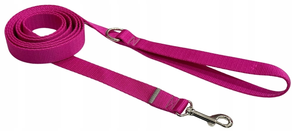 Levně Vodítko Pro Psa Pevná Tradiční Odolná Páska 25 mm Fuchsiová 10 m Zepnij