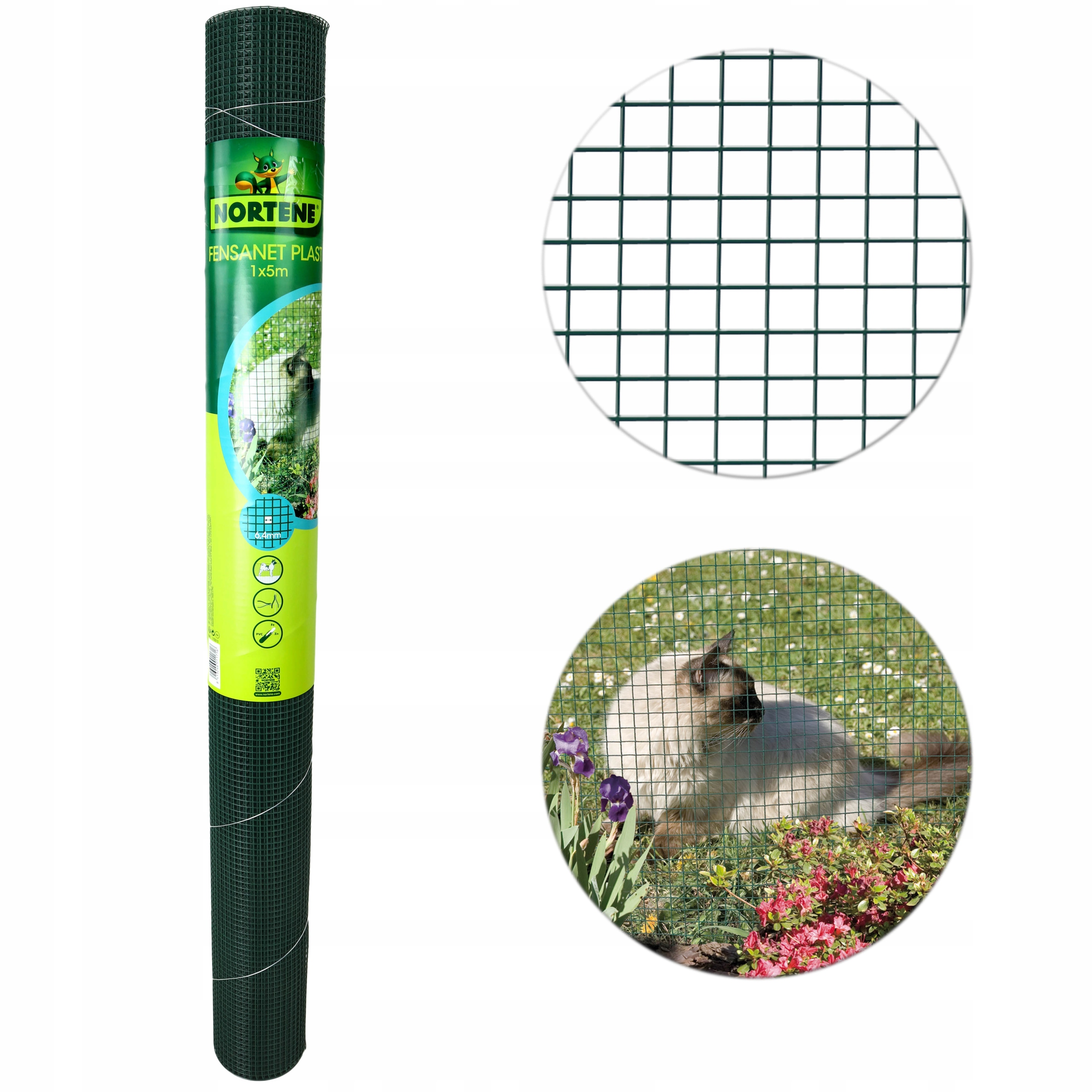 Siatka Metalowa Zgrzewana Fensanet Plast 1x5m 6,4mm 0,9mm zielona hodowlana