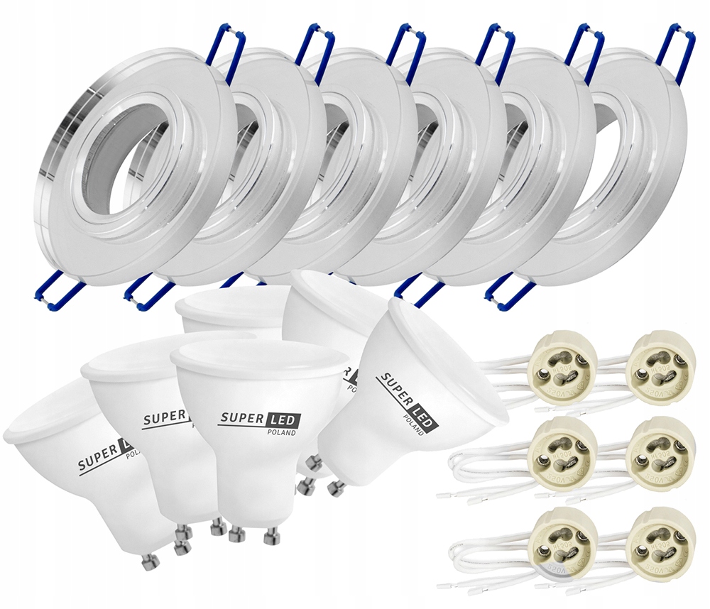 

Zestaw 6x Oprawa halogenowa Szklana Led GU10 6W