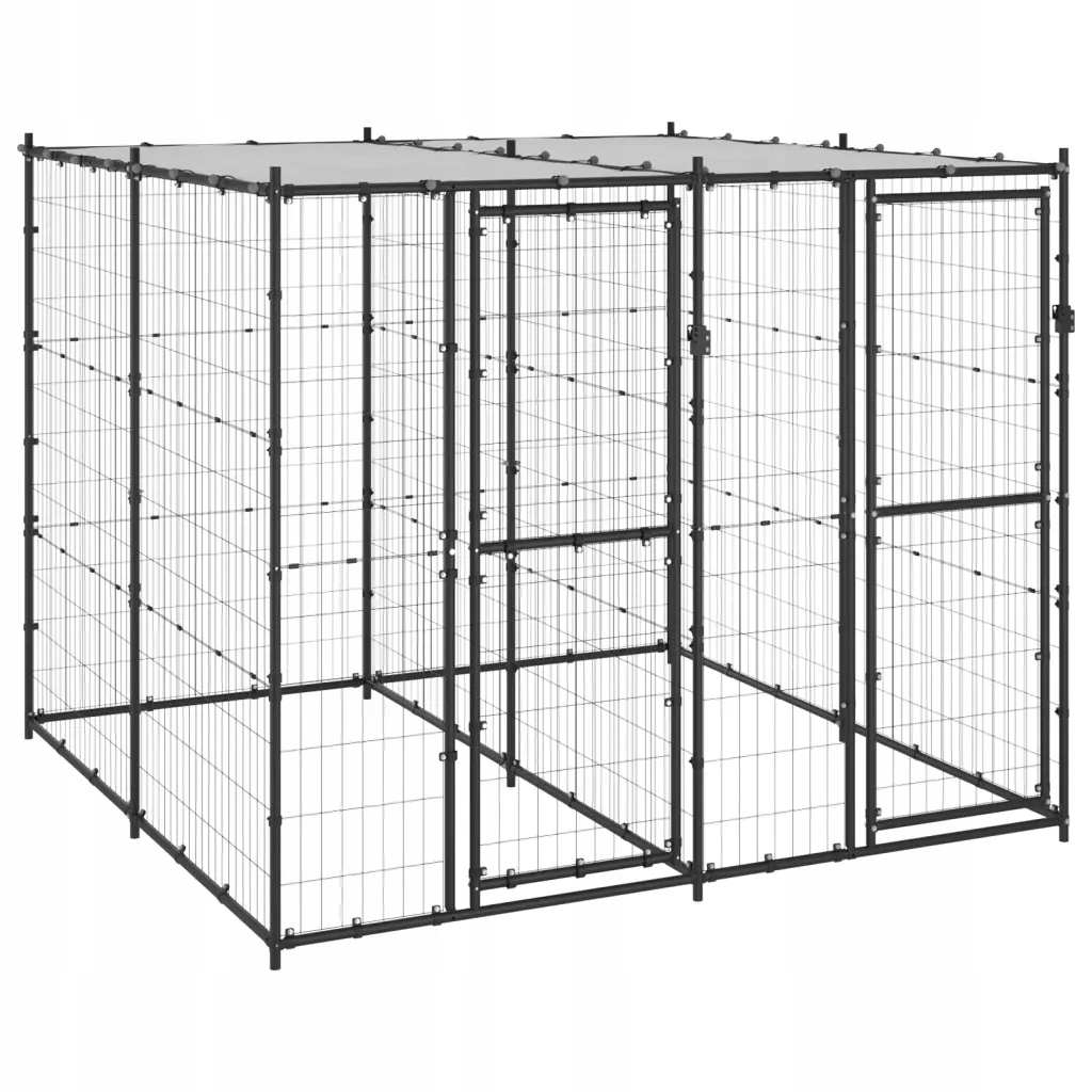 Levně Kotec pro psa s krytem, ocelová, 4,84 m²