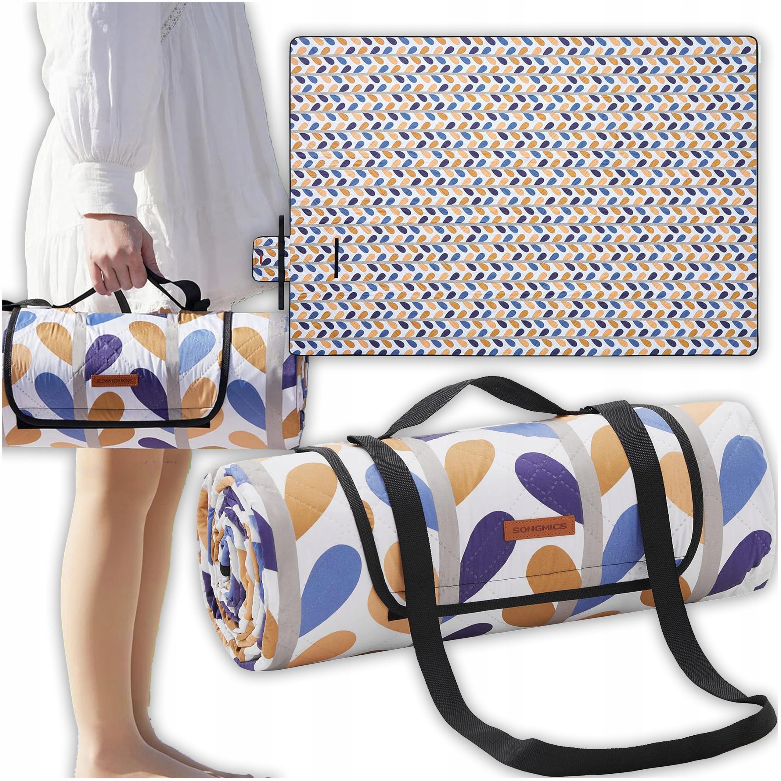 DUŻY KOC PIKNIKOWY 200x300 cm WODOODPORNY MATA PLAŻOWA PIKNIKOWA GRILL PARK