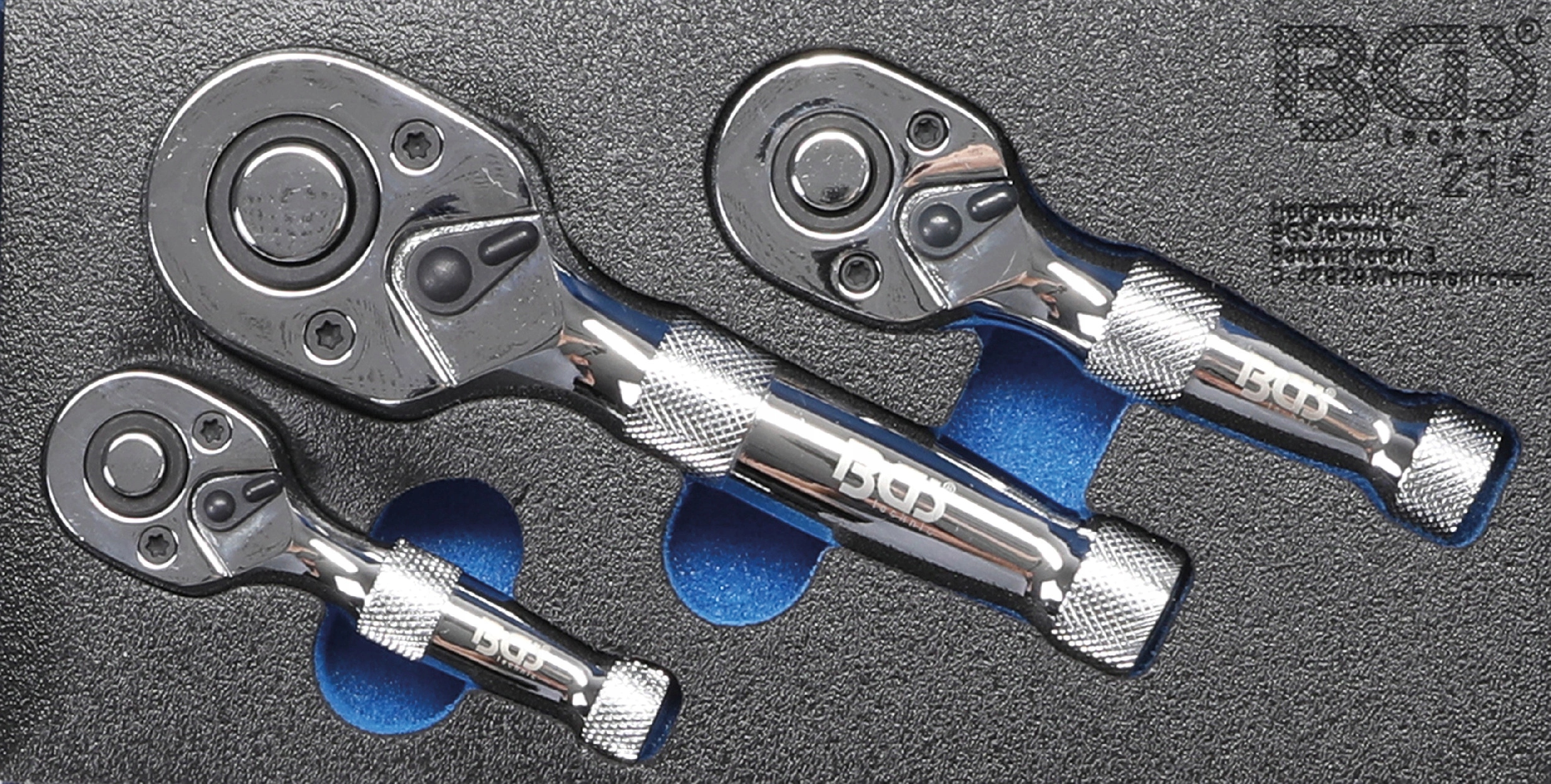 Bgs 215, 3dielna sada ráčeň s prepínacou páčkou, 1/4", 3/8", 1/2"