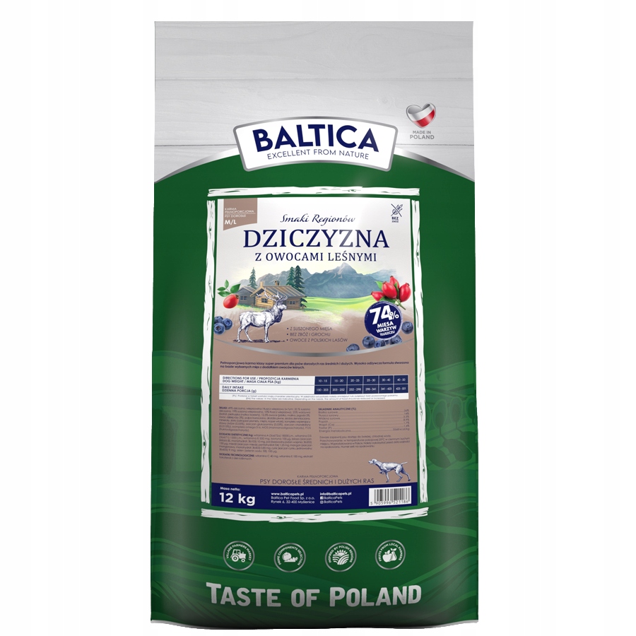 Baltica Smaki Regionów Dziczyzna z owocami leśnymi M/L 12kg