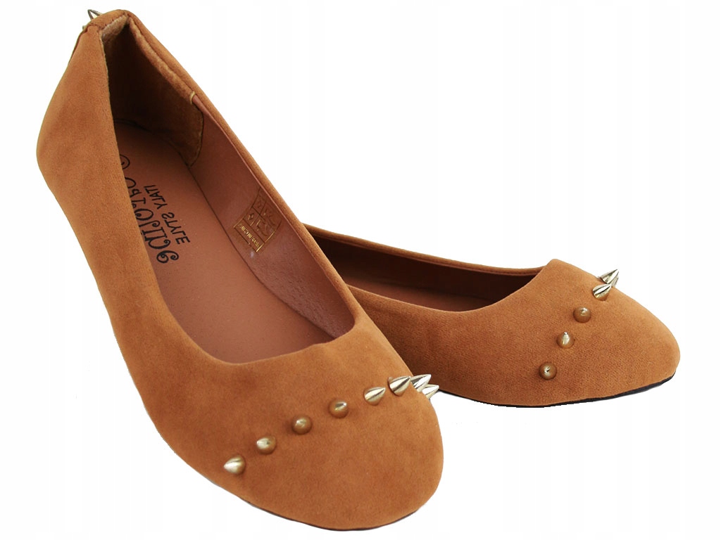 

Balerinki Zamsz Ćwieki Baleriny Camel G6 1435 39