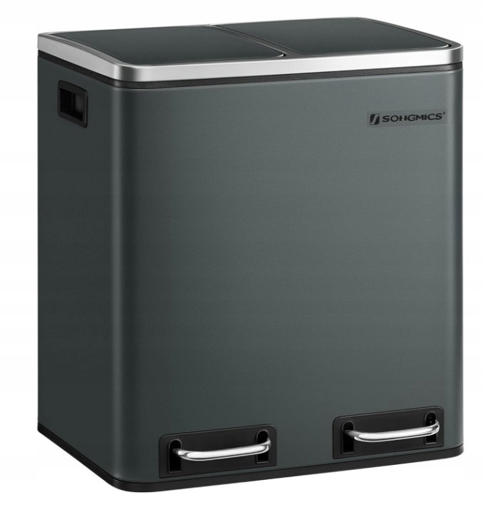 Praktický priestranný odpadkový kôš 2 komory x 15 L na triedenie odpadu