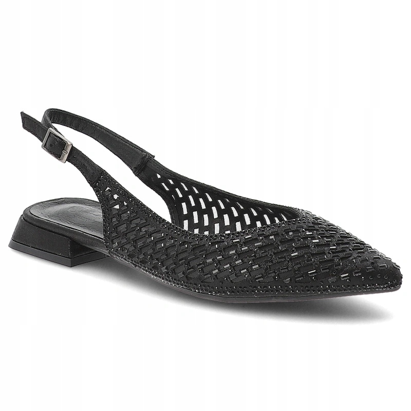 Dámské sandály S.barski SR61-0105 Elegantní Zirkony Černé Ažurové