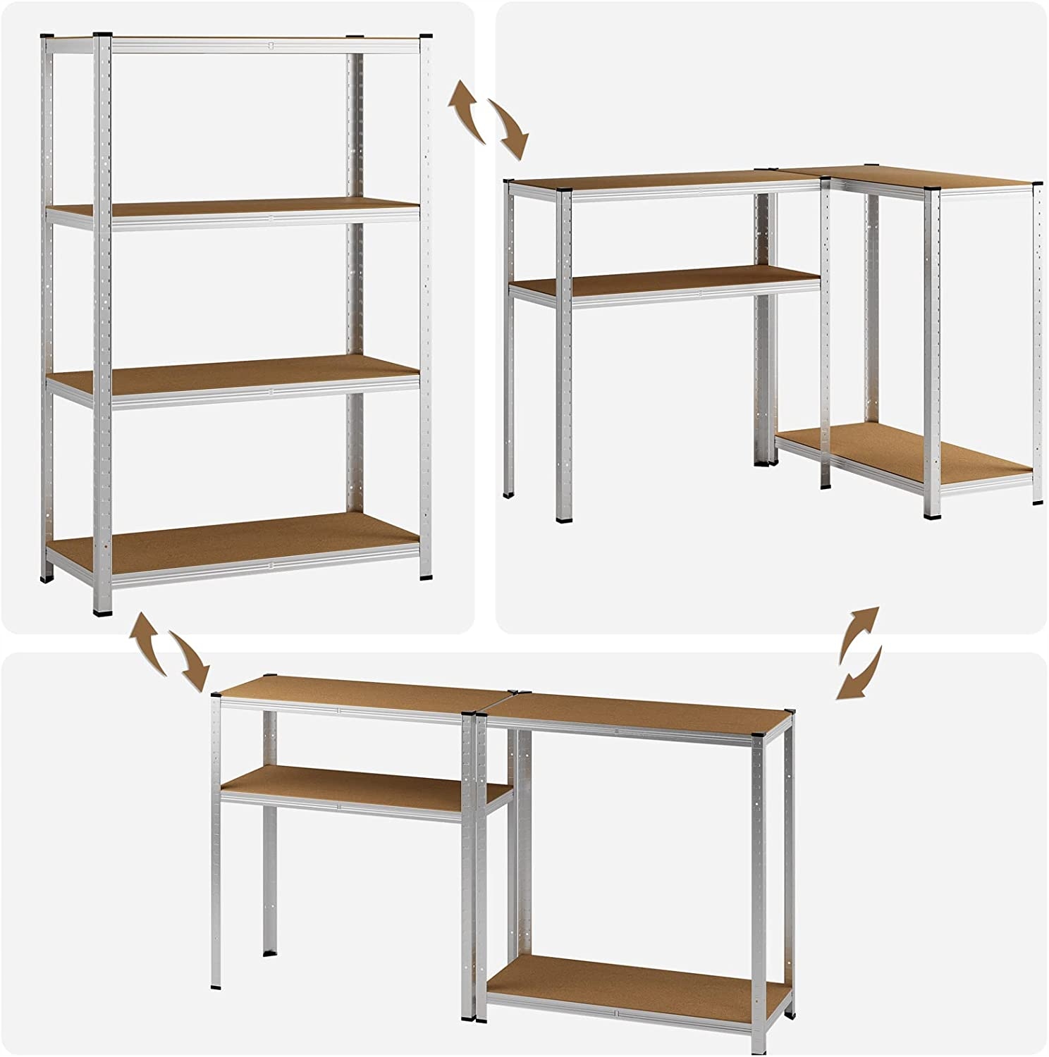 REGAŁ METALOWY MAGAZYNOWY DO GARAŻU SPIŻARNI PIWNICY 4 PÓŁKI MDF 150x70x30 Szerokość produktu 75 cm