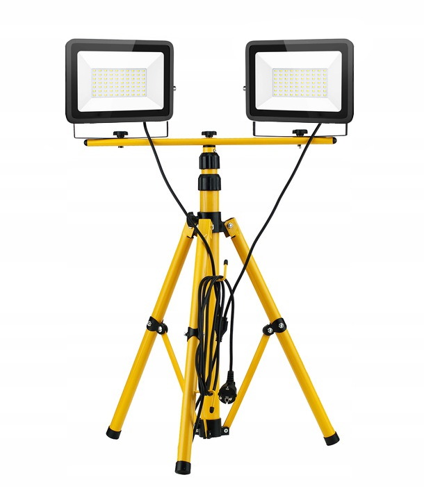 Halogen LED Statyw Naświetlacz Budowlany 2x 50W LED 2x 5500 lm BN SuperLED Jasność 11000 lm