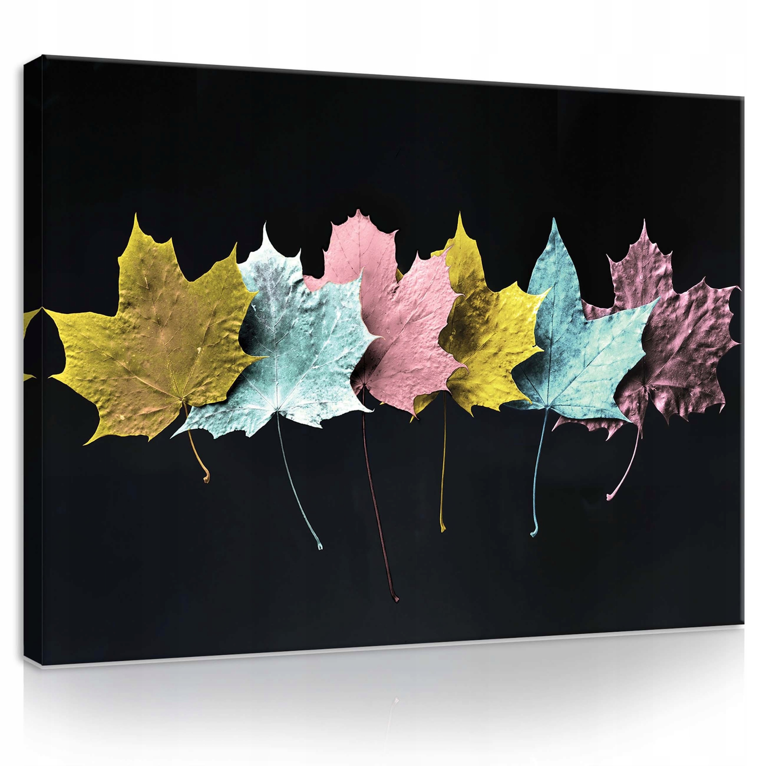 Obraz 80x60 Javorové listy tmavé pozadí tlumené barvy kovový lesk