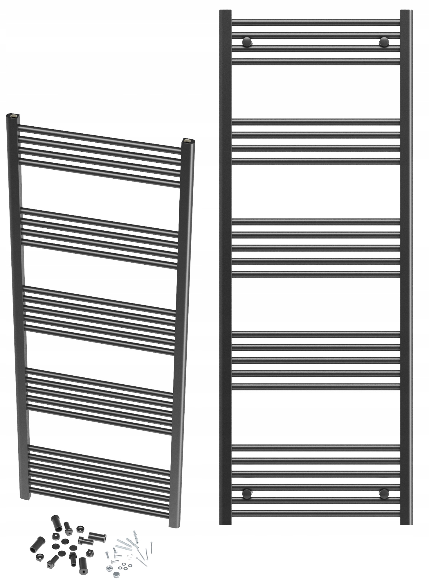 Kúpeľňový Ohrievač Čierny Rebrík 60x160 cm Montáž 180° Kaloryfer Breno