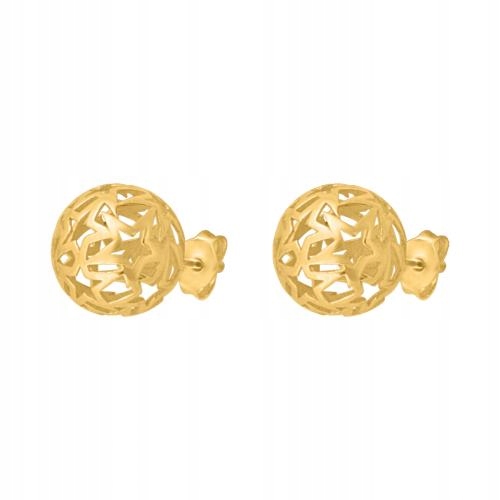 Ažurové zlaté 585 náušnice s kolečky a výřezy ve tvaru hvězdiček 14k