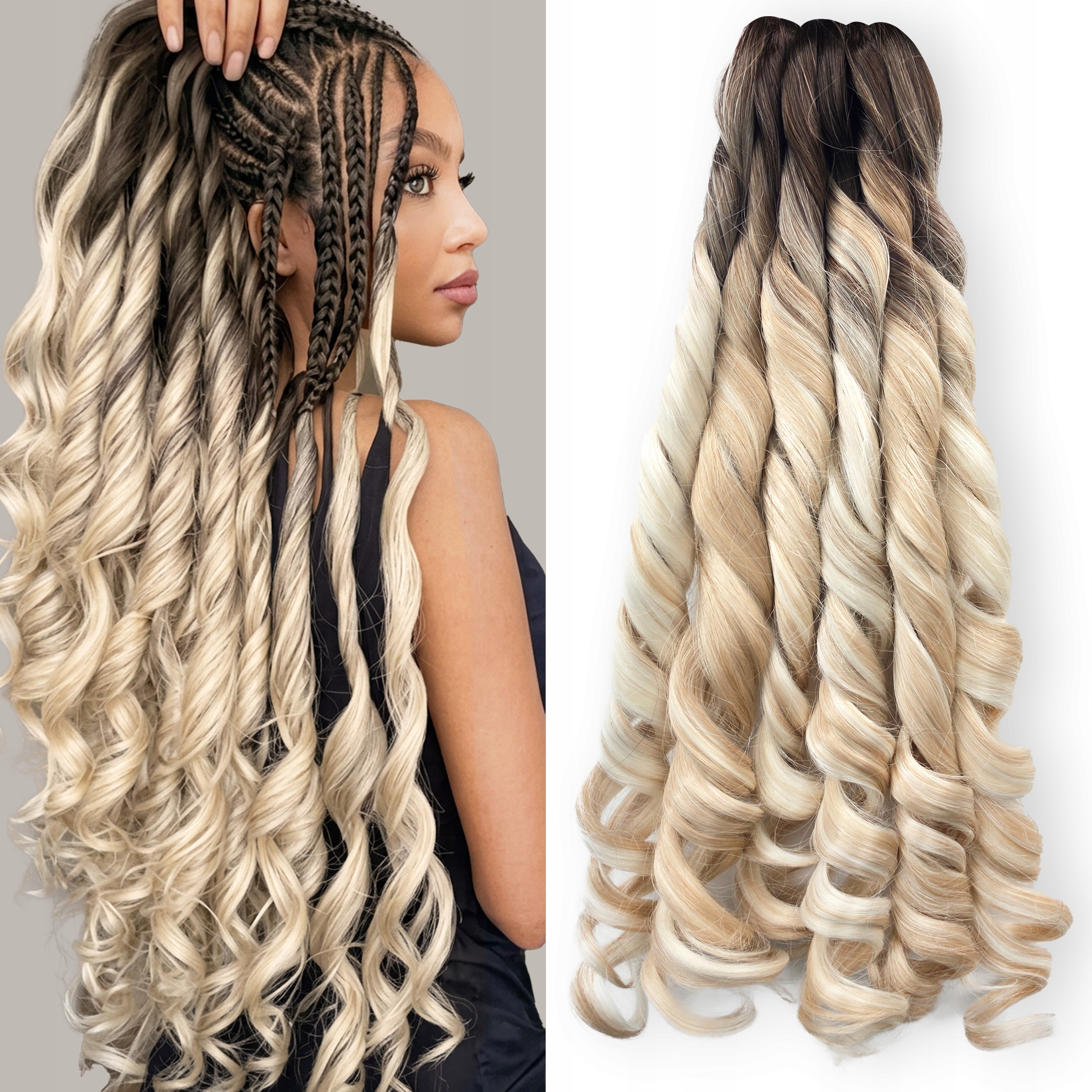 Włosy Syntetyczne Romance French Curl Do Wplotu Na Warkoczyki Blond 50cm