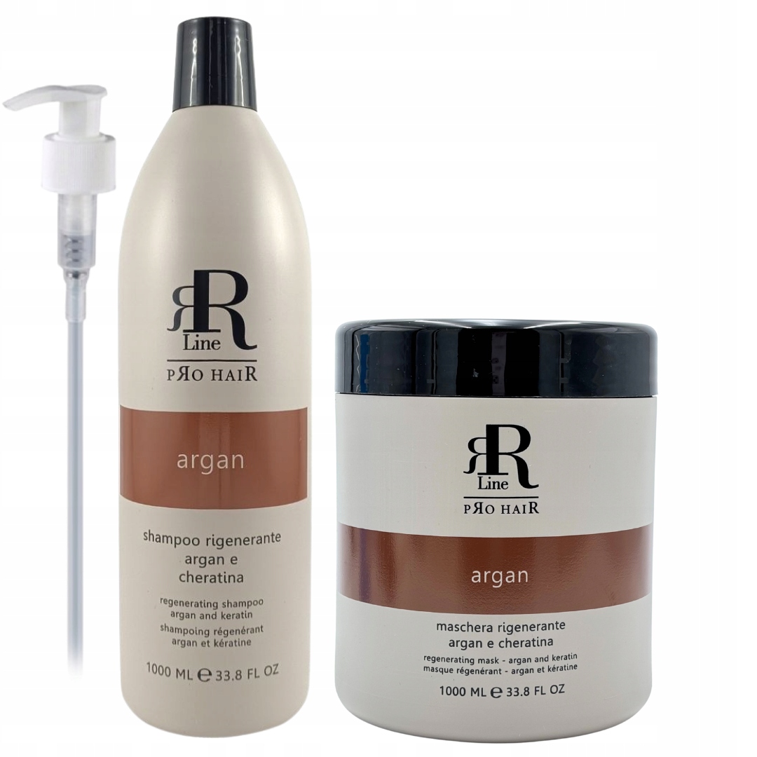 Rr Line Zestaw do regeneracji włosów Argan Szampon Maska 2x1000ml