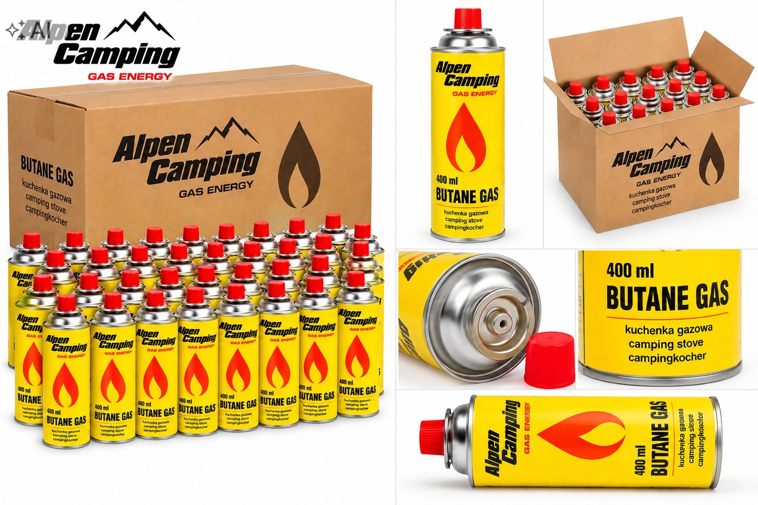 28 x Plynová Kartuše Náboj Do Hořáku Sporák Alpen Camping Gaz 400ML/227G