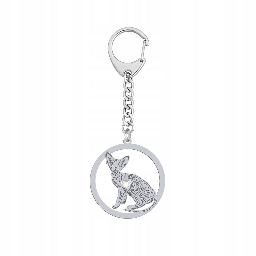 Přívěsek Na Klíče na klíče stříbrný s kočkou Devon Rex 925 Šperky Dárek Gravírování
