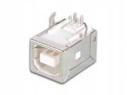 Gniazdo USB typu B do druku kątowe białe.