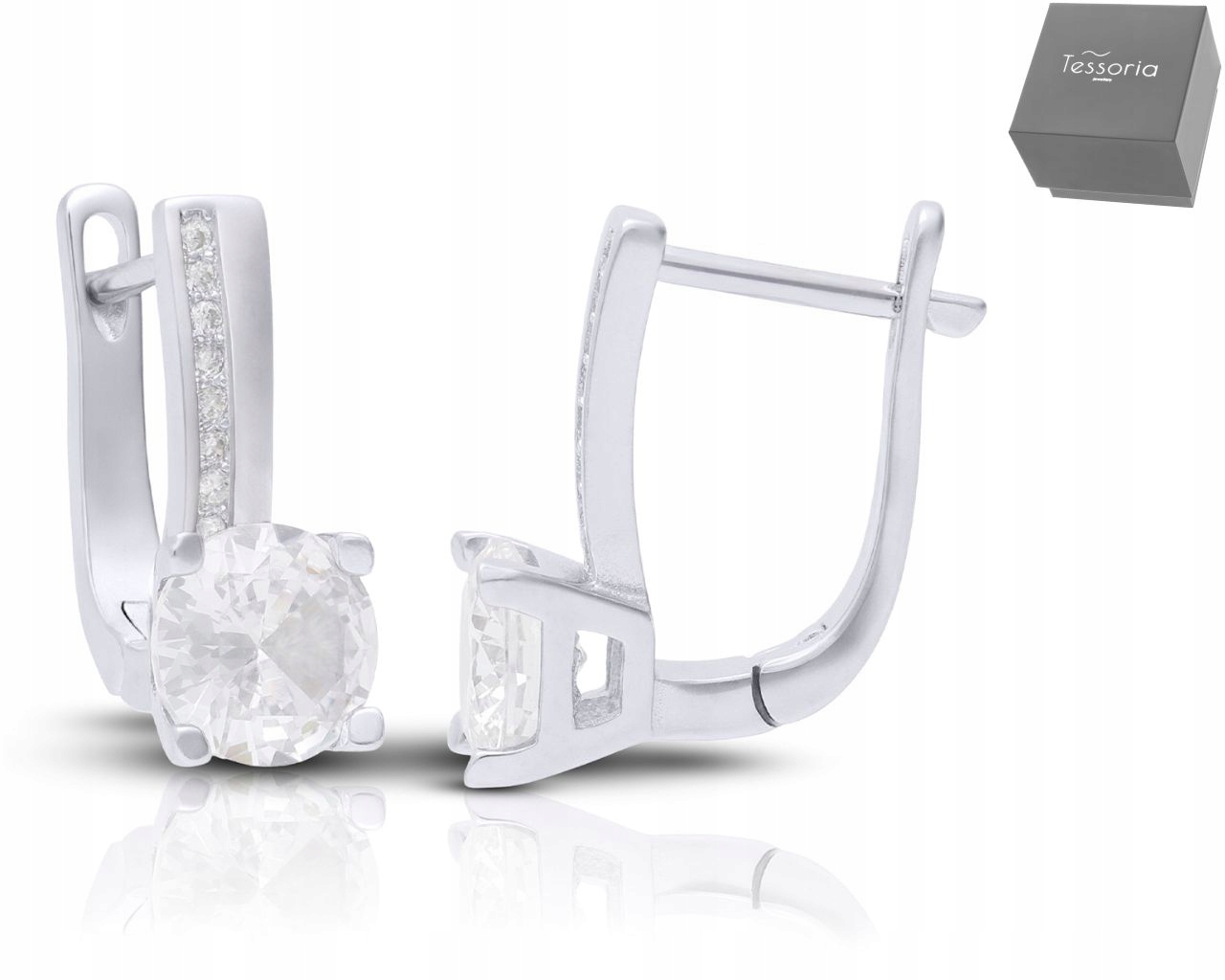 Stříbrné Náušnice 925 S Anglickým Zapínáním A Lesklými Zirkony Pro Ženy