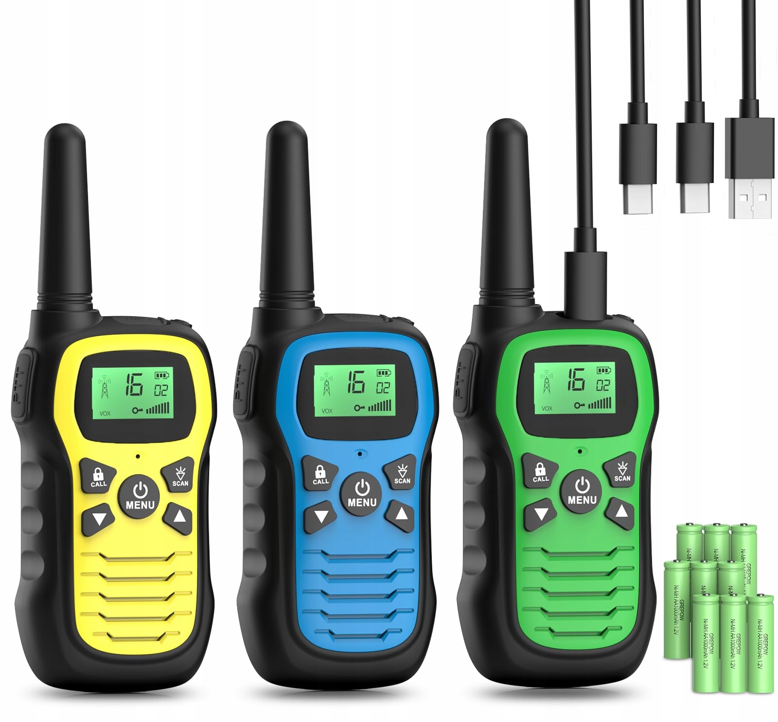 Walkie Talkie Dla Dzieci Z Akumulatorem 16 Kanałów Vox Zasięg 3 Mile