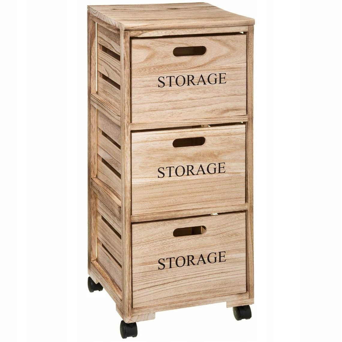 Komoda Na Kolieskach Béžová Mobilná 3 Zásuvky Loftová Mdf 82X30X34 CM