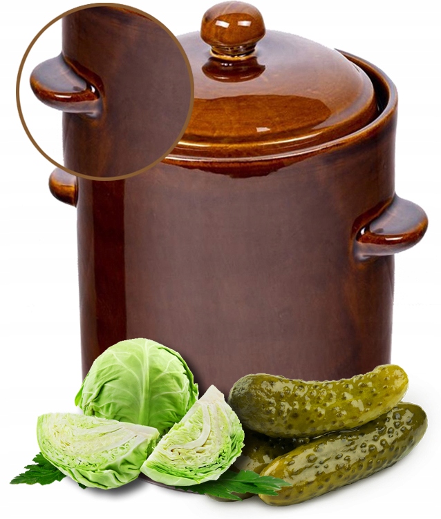 Hrnec Sud Kamenina S Víkem K Nakládání Okurek Zelí Keramika 5 L