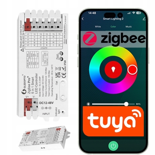 Sterownik Led ZigBee Tuya Rgbw Rgb Cct ściemniacz 12-48V 720w
