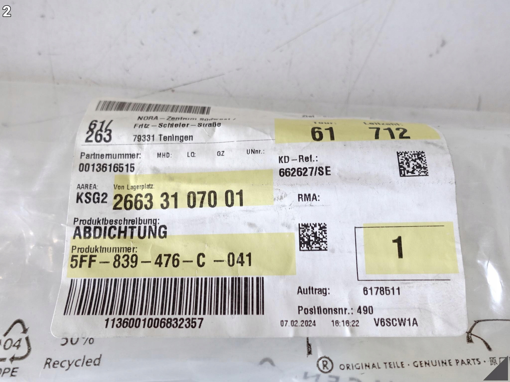 CUPRA FORMENTOR 5FF 21- moulding dust windows door right rear part 5FF839476C