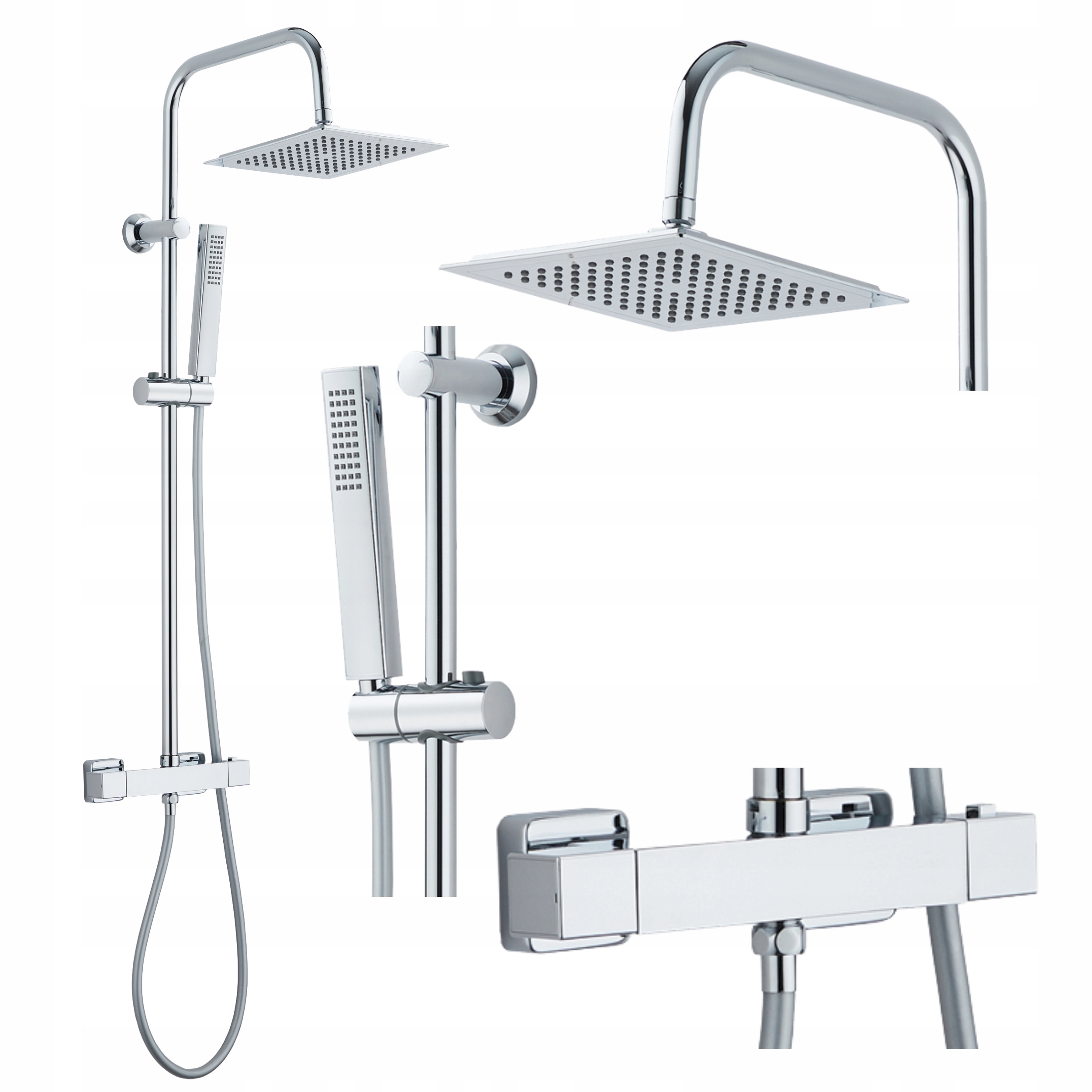 Sprchová Dešťová Sprcha S Termostatickou Baterií Na Omítku, Chrom