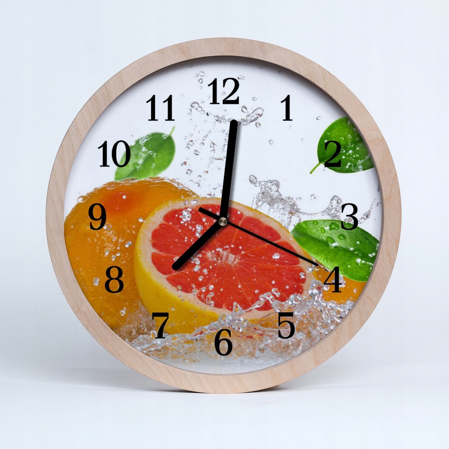 Dřevěný nástěnný hodinový stroj Tichý grapefruit 25 cm