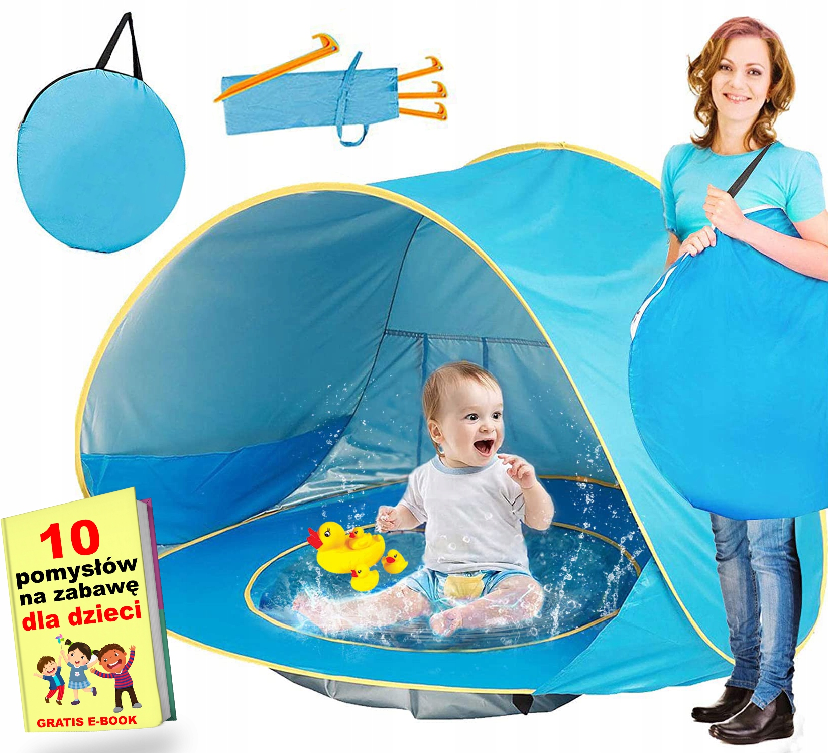 NAMIOT PLAŻOWY SAMOROZKŁADAJĄCY PARAWAN dla dzieci