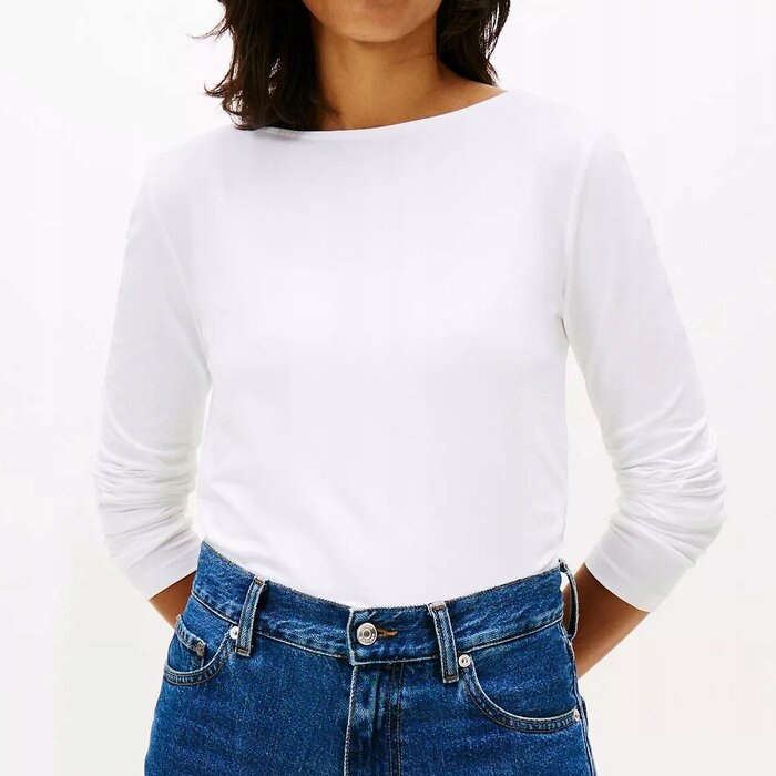 Tričko Tommy Hilfiger s dlouhým rukávem, bavlněné, bílé, dámské S (nová)