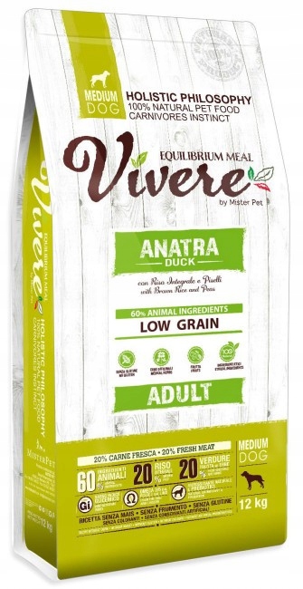 Vivere Dog Medium Adult Duck 12kg Krmivo monoproteinové s kachnou